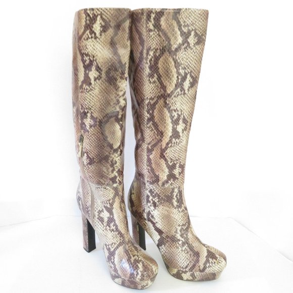 Worthington Shoes - Worthington Snake Print Zip Up High Heel Glamour Boots